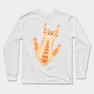 Orange Cat with Cats have 18 Toes Message Long Sleeve T-Shirt